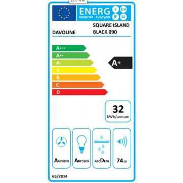 Davoline Square 090 BL Απορροφητήρας Νησίδα 90cm Μαύρος